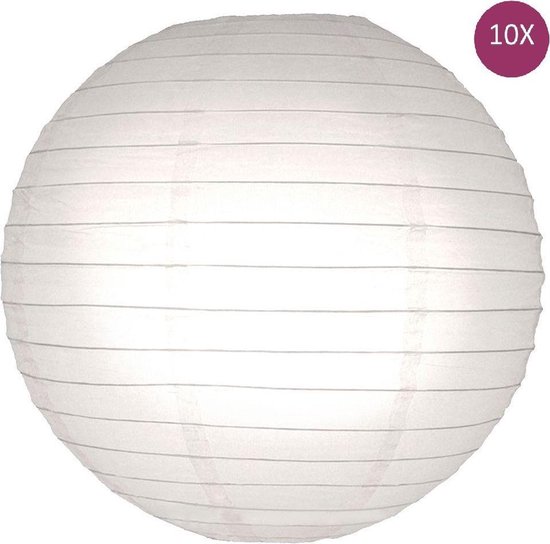 Brandvertragende lampion wit 25 cm - 10 stuks - fire resistent