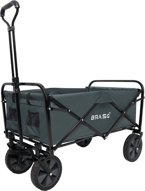 BRASQ Bolderkar Opvouwbaar - 100 Liter - 80 KG Draagkracht - Draaibare wielen mét rem - 90x51x100 CM - Verstelbare hendel - Inklapbare Bolderwagen - Compact – Grijs van BRASQ