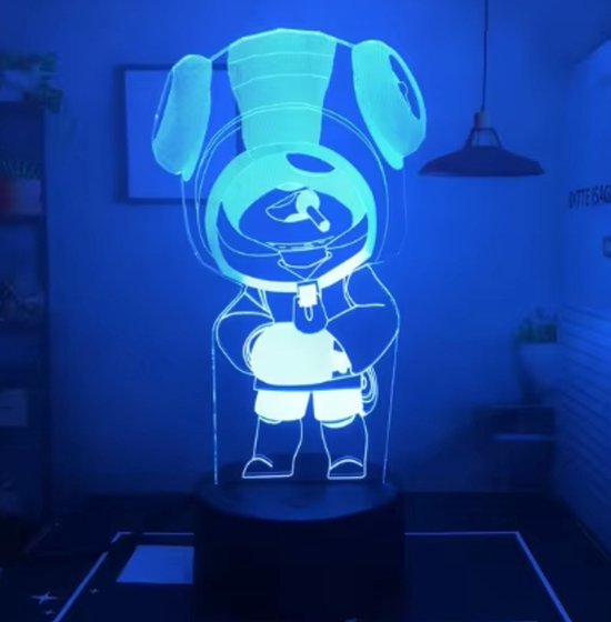 Brawl Stars Lamp Leon van Brawl Kids - Brawl Stars Speelgoed - Brawlstars - Leon Lamp - Knokkers Lamp - Brawl Kids - Kinderlamp - Nachtlampje - Multi Color Lamp - Lamp met afstandsbediening - Draadloos Nachtlampje van Brawl Kids