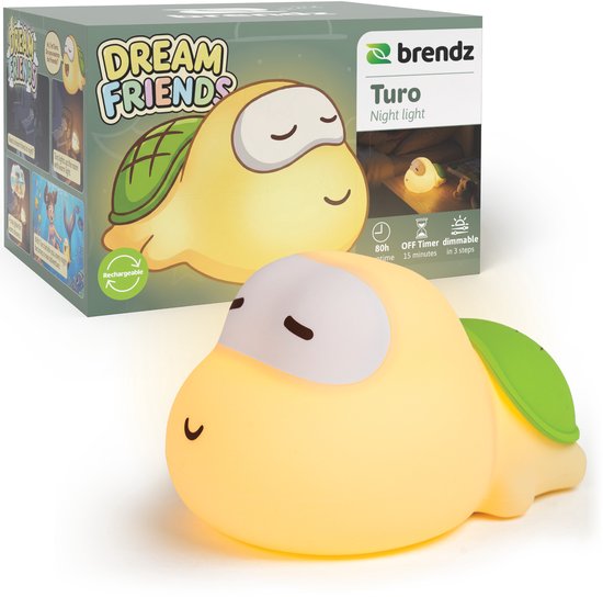 Brendz Oplaadbaar Nachtlampje Kinderen, USB-C, Dimbaar, Warm wit licht, 15 Min timer, 3000K, 80 uur runtime, Dimbaar, Bedlampje, Oplaadbaar Nachtlampje, Turo