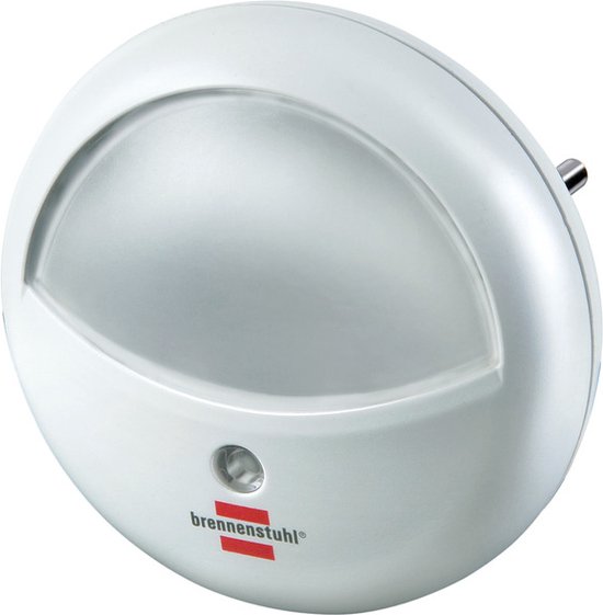 Brennenstuhl LED-oriÃ«ntatielampje rond/nachtlampje met schemersensor voor het stopcontact (zacht en onopvallend licht, met 2 LEDs), wit van Brennenstuhl