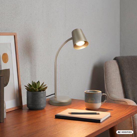 BRILONER Skriva - Tafellamp - bureaulamp - met snoer - draaibaar tafellampje - excl. GU10 - 13 x 38,5 cm - metallic van Briloner