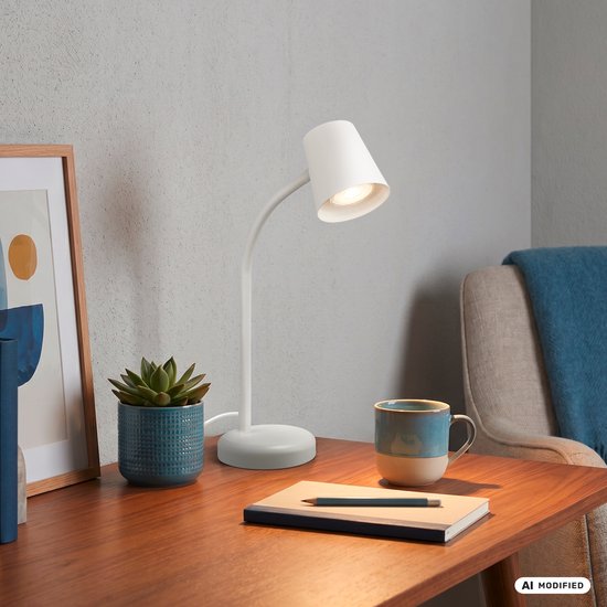 BRILONER Skriva - Tafellamp - bureaulamp - met snoer - draaibaar tafellampje - excl. GU10 - 13 x 38,5 cm - wit