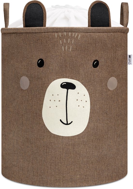 Bruine Beer Hoofd - Speelgoedopbergmand - XXL Waterdichte Opbergbox - Polyester Kist - 63 Liter - 40x40x50 cm - Speelgoedmand - Wasmand - Sipo