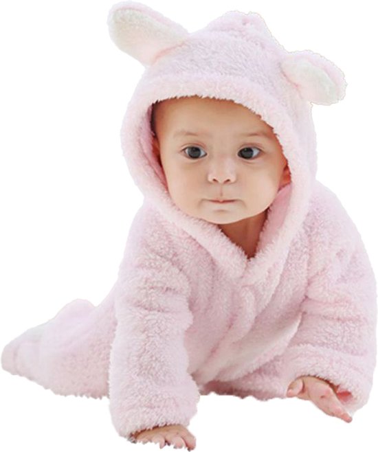 Budino Baby Pyjama Romper Onesie Beer - Roze - 12 mnd van Budino