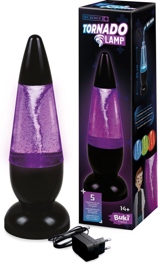 Buki tornado lamp met EU-adapter en LED verlichting 24 cm. van Merkloos