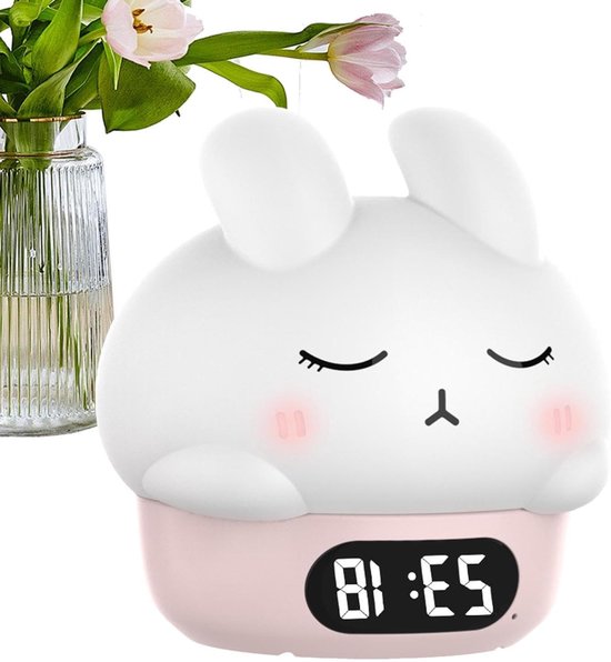 Bunny Wekker - Konijn Lamp - Slaap Training - Multifunctioneel Display - 10.7 cm - Roze