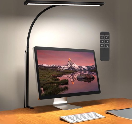 Bureaulamp led dimbaar daglicht - USB oplaadbaar - 10 kleurenfuncties - Daglichtlamp - met Afstandsbediening - Lichttherapielamp - Hobby lamp voor schilderen, puzzelen – UV-Vrij - Tafellamp/lamp staand - Zwart