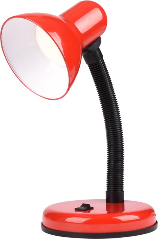 Bureaulamp rood zwart - buigbare poot - metaal - kinderkamer