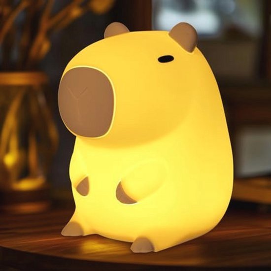 Capibara-nachtlampje voor kinderen - Siliconen led-touchlamp met oplaadbare batterij, instelbare helderheid en timer - Perfect cadeau voor verjaardag en Kerst