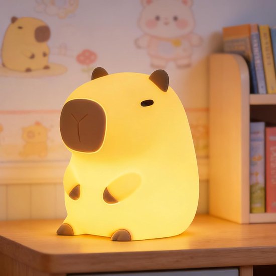 Capybara Lamp - 3 Standen Dimbaar - Lampje Slaapkamer - Schattig Capibara - Siliconen - Lampje Slaapkamer - Siliconen - bang in het donker - Kinder nachtlampje - Slaap – Nachtlamp Maatjes – Leuke Slaapkamerdecoratie – Geboorte- of Kindercadeau