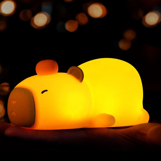 Capybara Lamp - Capibara Nachtlampje - Nachtlampje Kinderen & Baby - Siliconen - Lampje Slaapkamer - Knijplampje Baby - Touch lamp van Merkloos