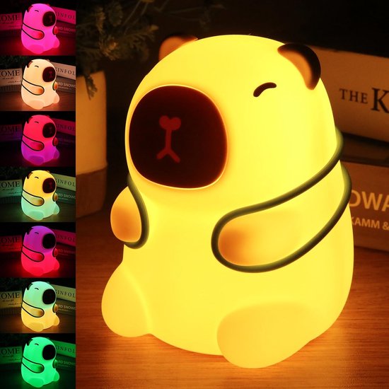 Capybara Nachtlamp LED Touch Dimbaar - Zacht Silicone Nachtverlichting voor Kinderkamer & Woonkamer