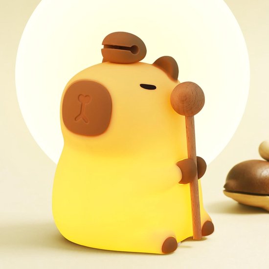 Capybara nachtlampje, babylampje, 100% veilig zacht siliconen, schattig, rustgevende sfeer van Flowajo.