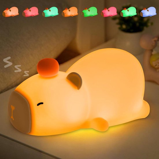 Capybara Nachtlampje - Draagbare Bedlamp - Kinderslaap Verlichten - Zacht Siliconen Materiaal - 1200 mAh Batterij - Wit