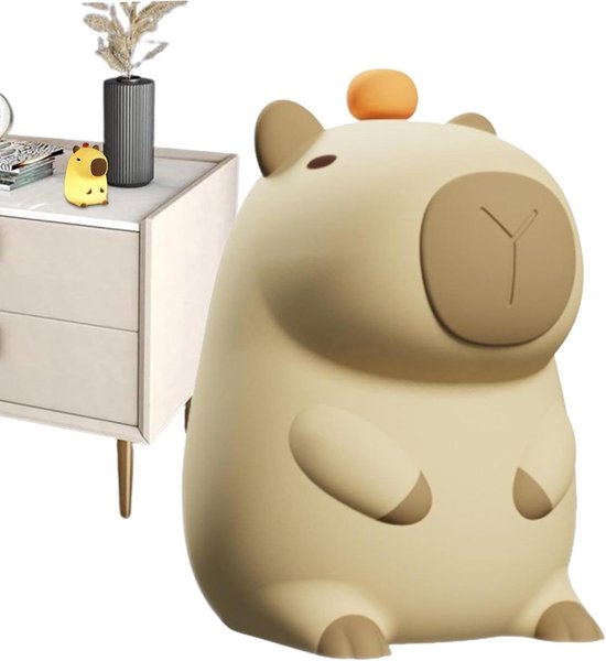 Capybara Nachtlampje - Slaapkamerlamp Dier - Rustgevende Sfeer - Zacht Siliconen Materiaal - 12.8 x 9 x 12.8 cm - Wit