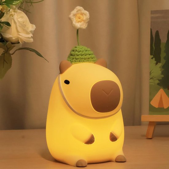 Capybara Nachtlampje voor Kinderen - Draagbare Siliconen Slaaplamp met Timer en Dimfunctie - Perfect Verjaardagscadeau