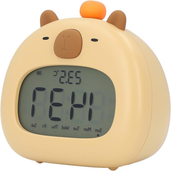 Capybara wekker - Digitale klok - Kinderkamer decoratie - Oplaadbaar nachtlampje - 12 x 8 cm - Wit