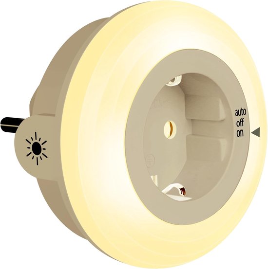 carmdering - Nachtlampje voor Stopcontact - 1x LED nachtlampjes tussenstekker - Nachtlampjes LED stopcontact - Nachtlicht met schemeringssensor
