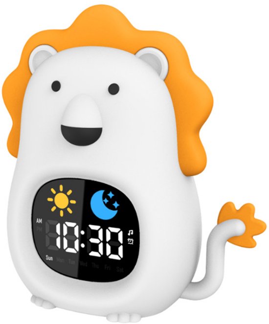 Caryota Slaaptrainer Leeuw - Kinderwekker - Slaaphulp Voor Kinderen - White Noise - Dimmer - Nachtlampje In 9 Kleuren - 6 Geluiden - USB-C Oplaadbaar van Merkloos