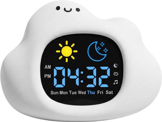 Caryota Slaaptrainer Wolk - Kinderwekker en Nachtlampje - Dimbaar - 9 Kleuren - Oplaadbaar via USB-C van Merkloos