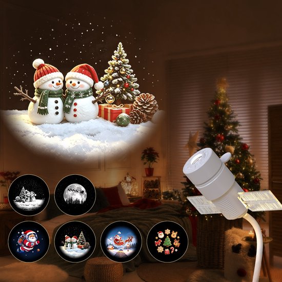 Casalora® 2-in-1 Kerst Sterrenhemel & Projectorlamp – 6 Verwisselbare Kerstfilms, 5D Hologramm, 6 Kleuren Dimbaar, 360° Flexibele Zwanenhals, USB – Kerst Nachtlampje voor Kinderkamer, Slaapkamer & Feestdecoratie