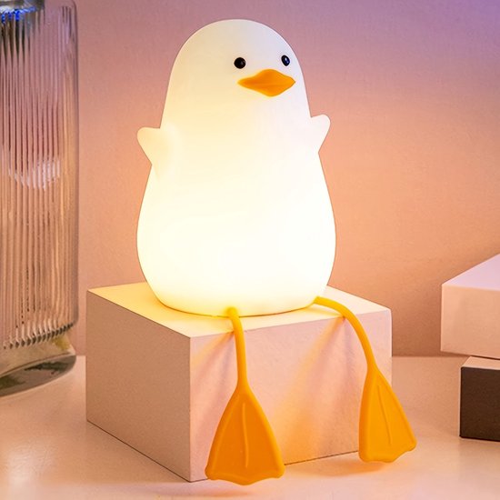 casalora - Babykamer nachtlampjes - Nachtlampje Kinderen - Eend Nachtlampje - Draadloos & Oplaadbaar - Touch Bediening - Dimbaar LED Licht - Slaaptrainer - Meerkleurige lichtbron - Siliconen Bedlampje van casalora