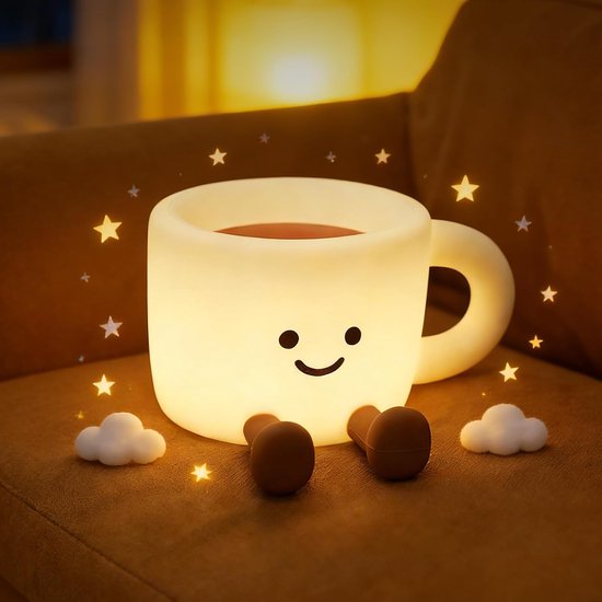 Casalora Nachtlampje - Nachtlampje in de vorm van een koffiekopje - Sfeerverlichting in kleur - Nachtlampje met timer - Perfect als verjaardagscadeau van casalora