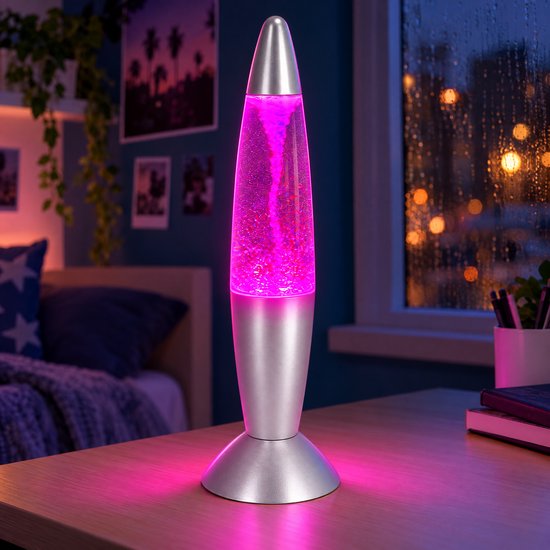Cheqo® Tornado Lamp Kleurveranderend - Tornado Lavalamp - LED Sfeerlamp - Nachtlampje - LED Tafellamp - Moodlamp - Lamp op USB en Batterijen - Snoezellamp - Kinderlamp - Feestverlichting - Decoratieve Verlichting - Kinderkamer Decoratie
