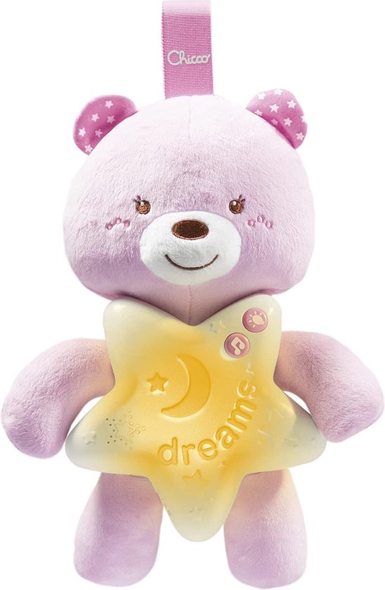 Chicco Nachtlamp Met Geluid Beer Junior 27 Cm Polyester Roze van Chicco