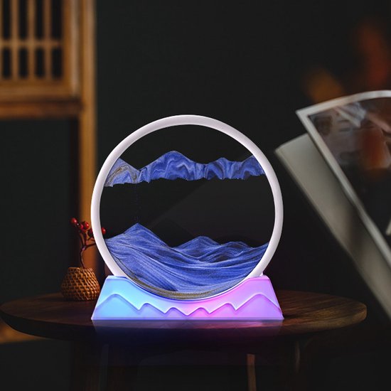 CHIWIN 3D Zandloper Nachtlamp – RGB LED 7 kleurmodi, Draaibaar Schilderij met 3D Effect, Verstelbare Zandflux & Licht – Decoratie & Nachtverlichting van Merkloos