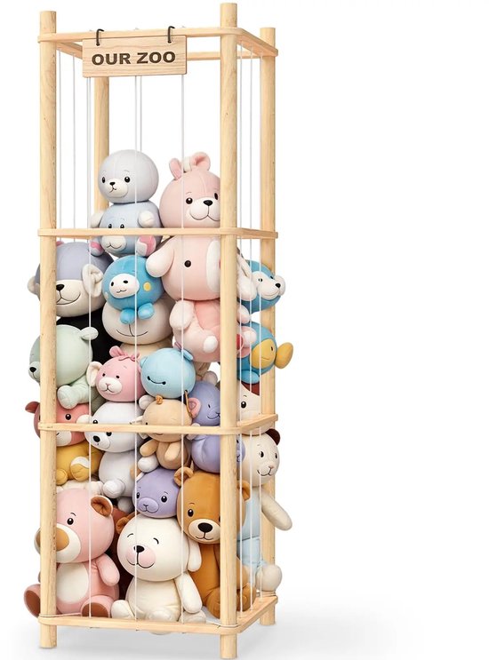 CINK & Co Knuffelopberger 135,9 cm - Open houten knuffelrek met naamplaatje - Geel