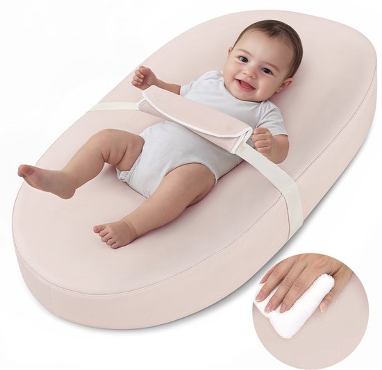 COMOMY Verschoningsmat met Waterdichte PU Hoes - Antislip Bodem - Draagbaar - Voor Commode & Luierwissel - Lichtroze