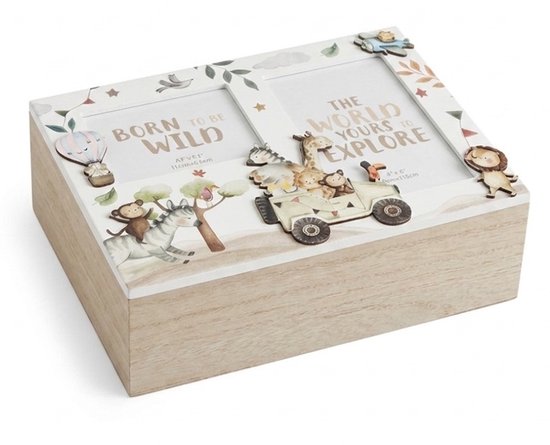 Cosy creations Dream Big Herinneringendoos 27 x 19 x 9 cm - Houten Memory Box voor Baby - Kraamcadeau & Babyshower Cadeau met Ruimte voor 2 Foto’s