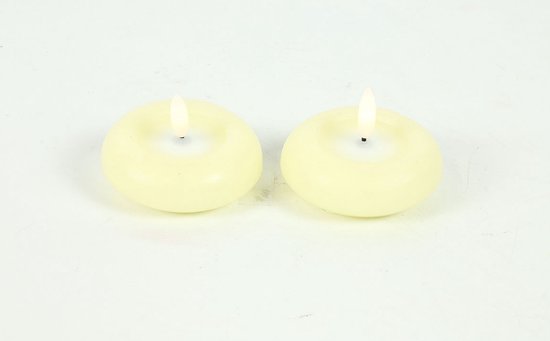 Countryfield LED drijfkaars speelgoed 7,5cm 2 stuks creme decoratie. van Merkloos
