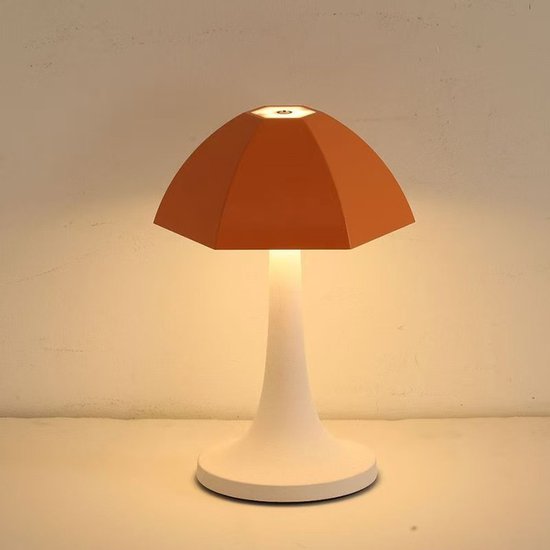 Creatieve acryl lampenkap - Kleine bureaulamp - Aanraakschakelaar - Driekleurige dimbare LED-bureaulamp - Bureaulamp - Oplaadbare bureaulamp - Oranje