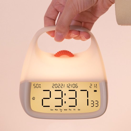 Creatieve, draagbare bureaudecoratie met licht en timer. Minimalistisch nachtlampje in de vorm van een klok. van Merkloos
