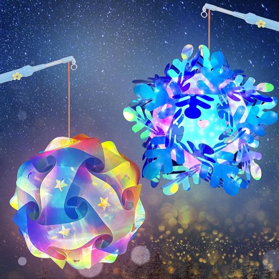 Creatieve Lampion Set voor Kinderen, LED Lampion Stok, Multicolour Lampionen voor Feestjes, Knutselen, Halloween en Kerst