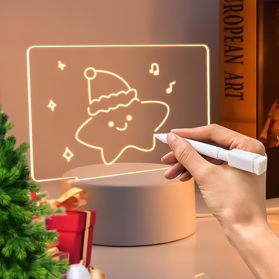 Creatieve led-notitiebord - doe-het-zelf gepersonaliseerd nachtlampje - cadeaus voor vrouwen - led-kinderbedlampje voor kinderdag - cadeau voor communie - nachtlampje voor baby's van Merkloos