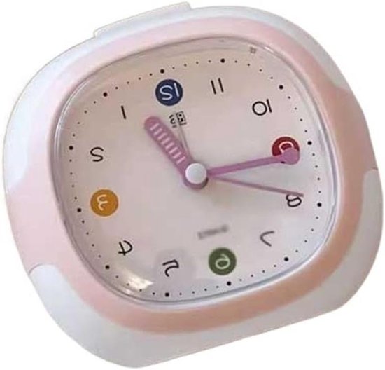 Creatieve wekker - Nachtlampje klok - Wakker worden - Stille werking - 10x4x10 cm - Roze van Merkloos