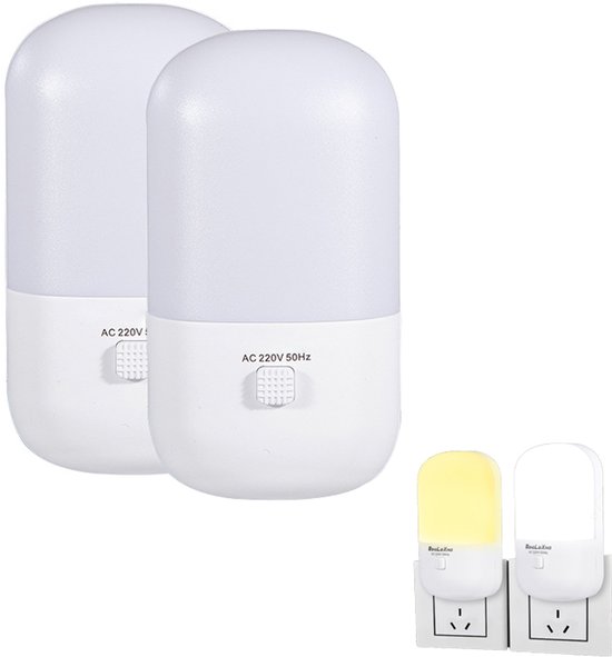 Crrynuo - 2stuk-LED Nachtlampje met Twee Lichtstanden - Wit - ABS - 3W - Met Geheugenfunctie - Modern van Crrynuo