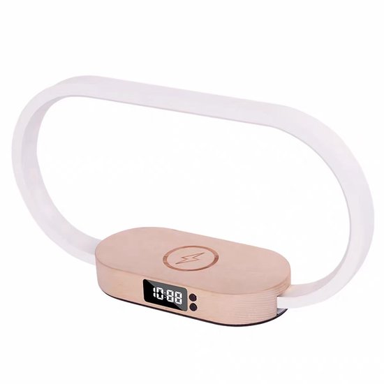 Crrynuo - Nachtlamp - Oplaaibare Touch - Draadloze Oplading - Oplaaibare Touch Nachtlamp Met Digitale Klok - 1 Stuk - USB Poort & Oog Bescherming van Merkloos