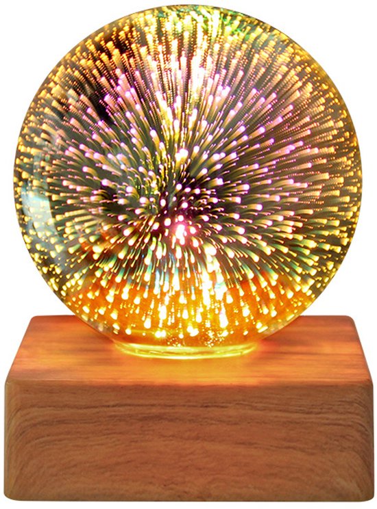 Crrynuo - Nachtlamp - Vuurwerkdesign - 3 Lichtstijlen - LED 3D Vuurwerk Nachtlamp - 1 Stuk - Romantische Sfeer van Crrynuo