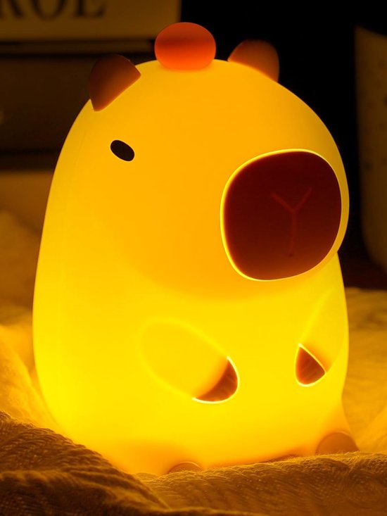 Cuhostki 1 Stuk Capybara Lamp - Geel Nachtlampje Voor Kinderen - Siliconen Knijplamp Met Dimbare Verlichting En Timer Functie - Zachte Veilige Sfeerverlichting van Cuhostki