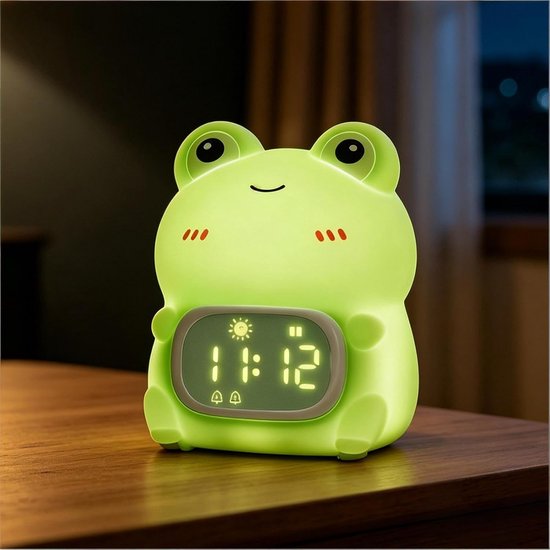 Cute Frog Alarm Clock, 7 RGB Color with Adjustable Delay and Soft Light, Cartoon Style Desktop Clock, Suitable for Bedrooms and Children's Rooms, Best Gift for Boys and Girls