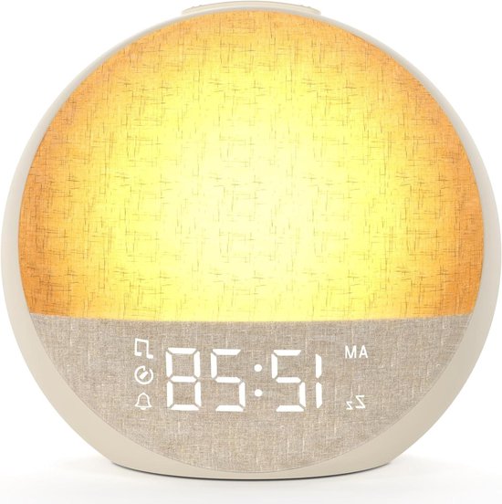 Daglichtwekker Lichtwekker - Slaaphulp Wekker - Rustig Ontwaken - Zonsopgang Simulatie - 11 Kleuren - Taupe