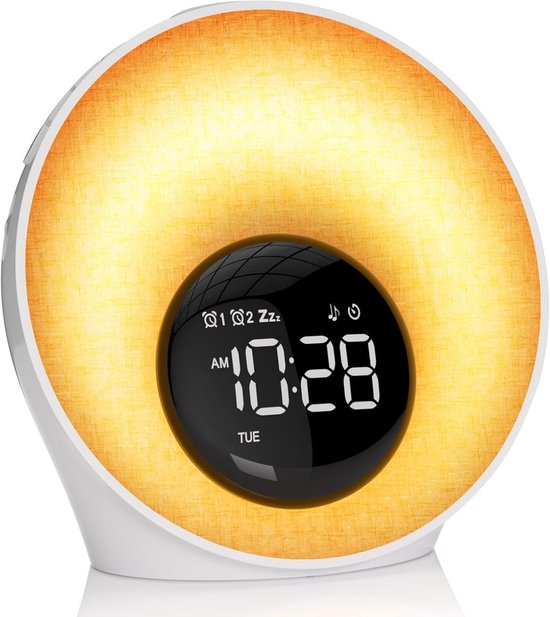 Daglichtwekker - Lichtwekker Zonsopgang - Rustig Wakker Worden - 4-in-1 Multifunctioneel - 14 Kleuren - Wit van Merkloos