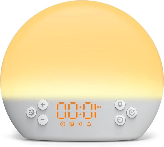 Daglichtwekker - Wekker met Licht - Rustig Ontwaken - Simuleert Zonsopkomst - 12 Kleuren - Wit van Merkloos