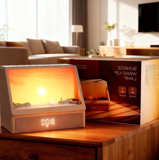 Daglichtwekker - Zonsopgangwekker - Rustig Wakker Worden - Simuleert Zonsopgang - 18 cm - Wit