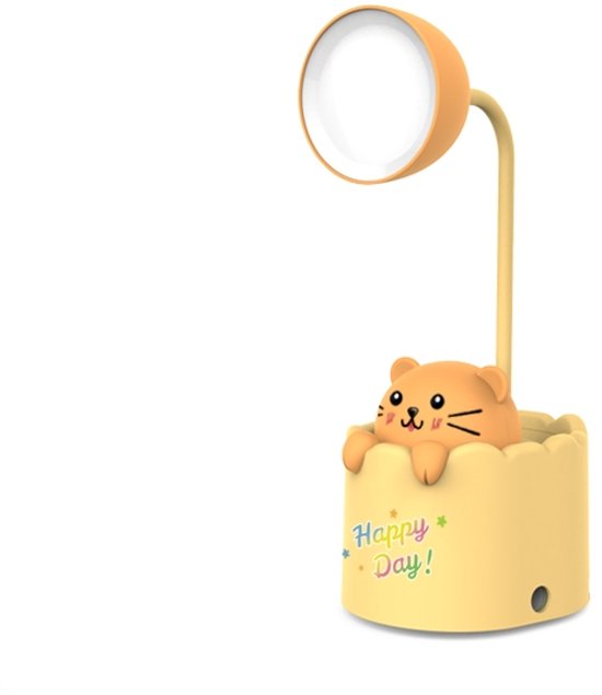 Dailyiled - kinder nachtlamp - cartoon - 2 standen - puntenslijper - kat - geel van Dailyiled
